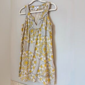 LOFT Women’s Yellow and Gray Linen Shift Dress